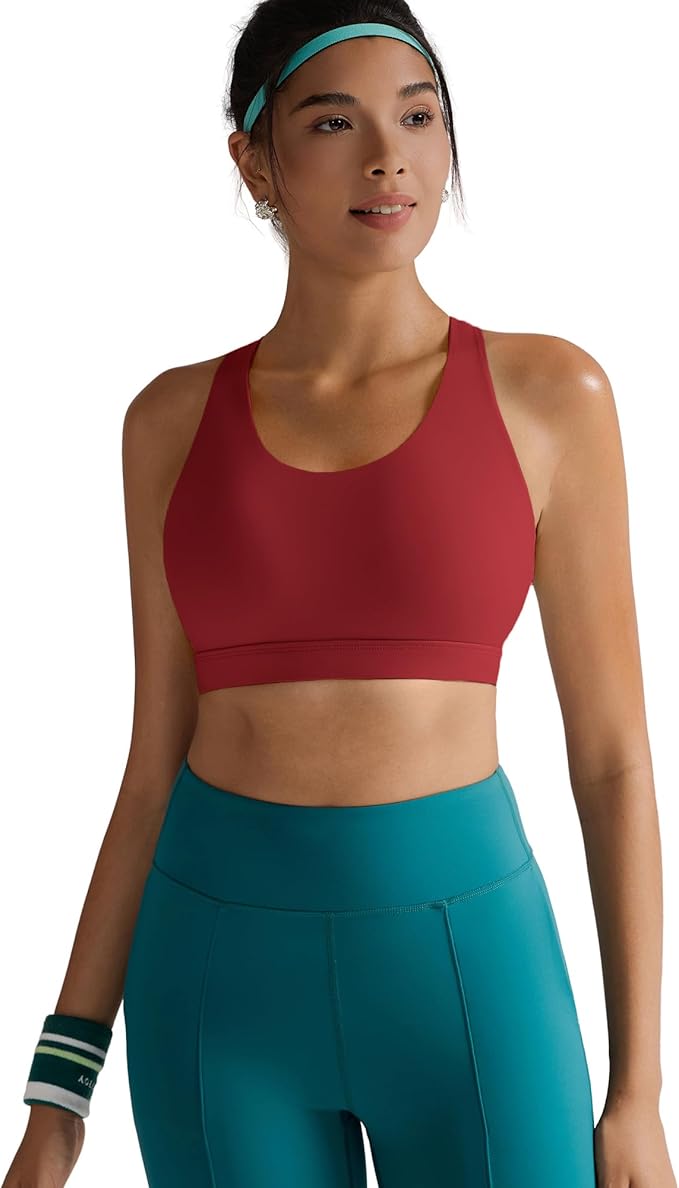 RUNNING GIRL Sports Bras for Women,Padded Strappy Sports Bras Criss-Cross Back Medium Support Sports Bras with Removable Cups