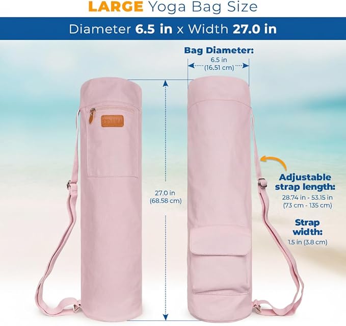 UDANA Yoga Mat Bag – Heavy Duty Canvas Carrier with 3 Pockets & Full Zip – Available in 3 Sizes (16L, 18L, 34L) - Multiple Colors