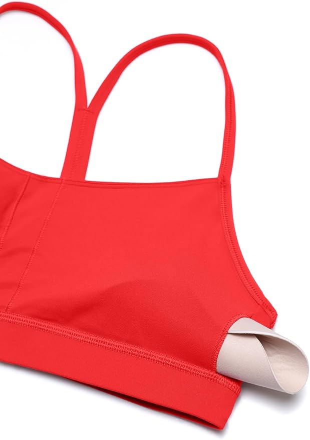 CRZ YOGA Butterluxe Y Back Sports Bras for Women - Padded Racerback Low Impact Spaghetti Thin Strap Workout Yoga Top