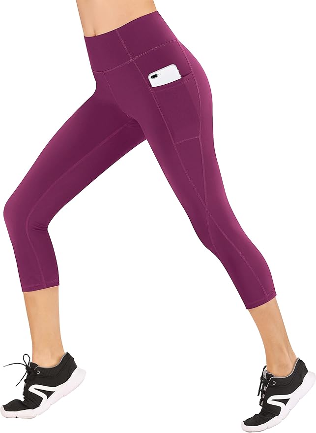 Heathyoga Capri Leggings for Women High Waisted Capri Leggings with Pockets for Women Tummy Control Yoga Pants Women