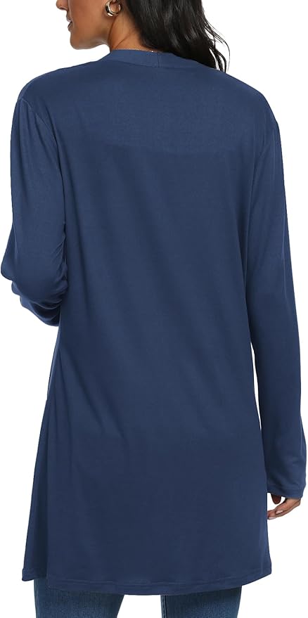 Womens Casual Lightweight with Pocketes Long Sleeve Open Front Cardigan