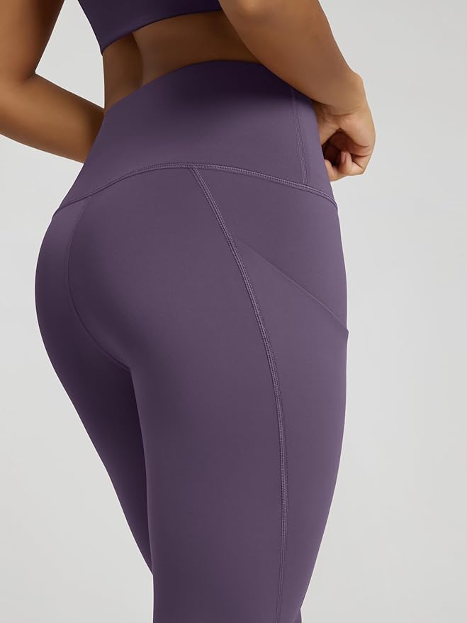 ODODOS Women's High Waisted Yoga Capris with Pockets, Tummy Control Non See Through Workout Athletic Running Capri Leggings