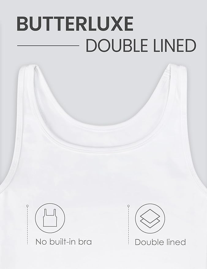 CRZ YOGA Butterluxe Double Lined Tank Tops for Women - Workout Casual Scoop Neck Racerback Crop Sleeveless Shirt