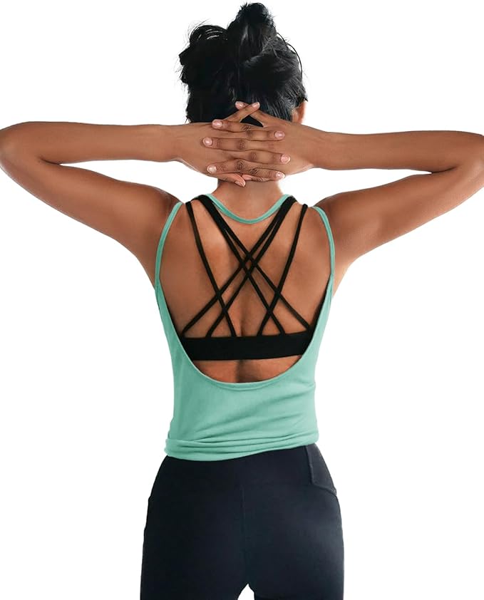 OYANUS Womens Summer Workout Tops Sexy Backless Yoga Shirts Open Back Activewear Running Sports Gym Tank Tops