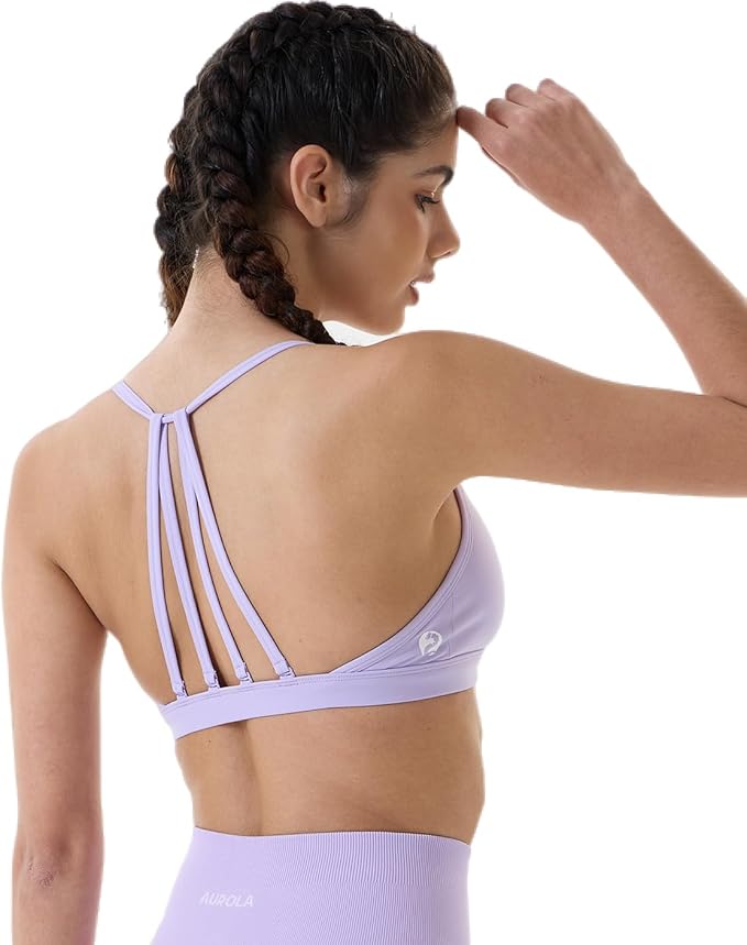 AUROLA Mercury Workout Sports Bras Women Athletic Removable Padded Backless Strapy Minimal Crop Top