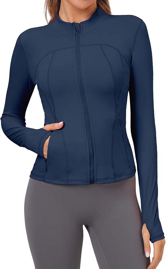 VUTRU Womens Workout Yoga Jacket Lightweight Zip Up Athletic Jacket Lightweight Cropped Jacekt with Pockets