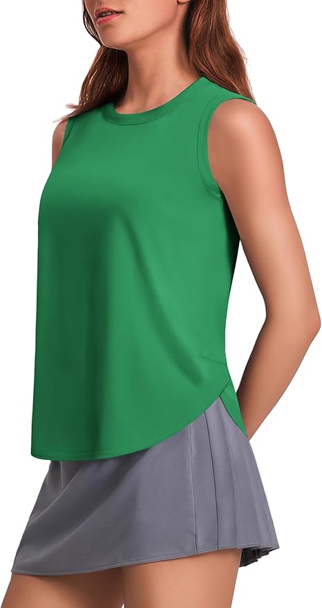 PINSPARK Workout Tank Tops Woman UPF 50+ Yoga Tanks Quick Dry Sleeveless Gym Shirts with Side Slits Loose Fit Athletic Top