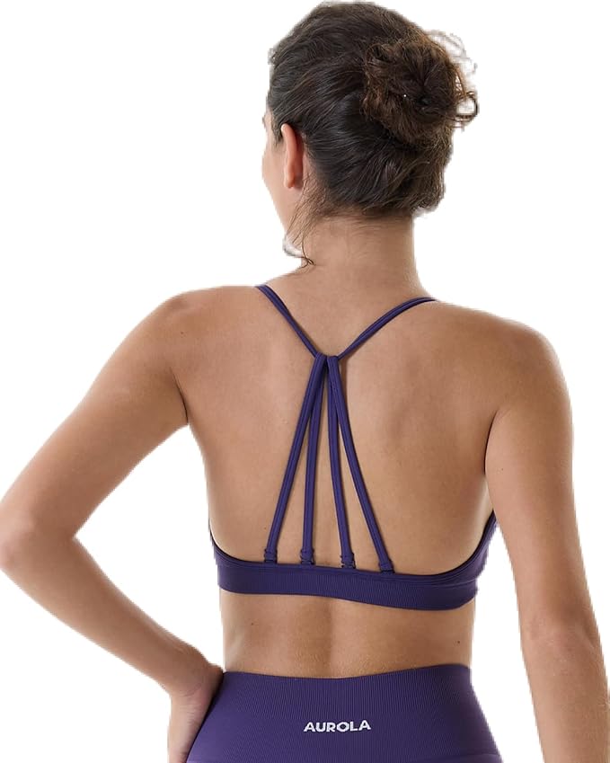 AUROLA Mercury Workout Sports Bras Women Athletic Removable Padded Backless Strapy Minimal Crop Top
