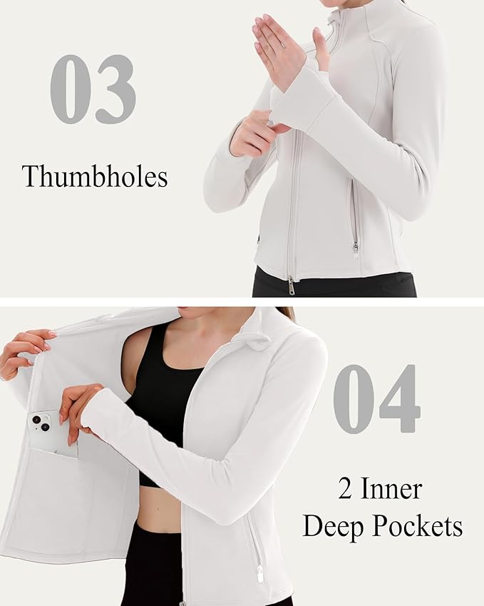 Women's Thermal Yoga Jacket - Thick Warm Full Zip Long Sleeve for Running Gym, Fleece Lined for Cold Weather Winter