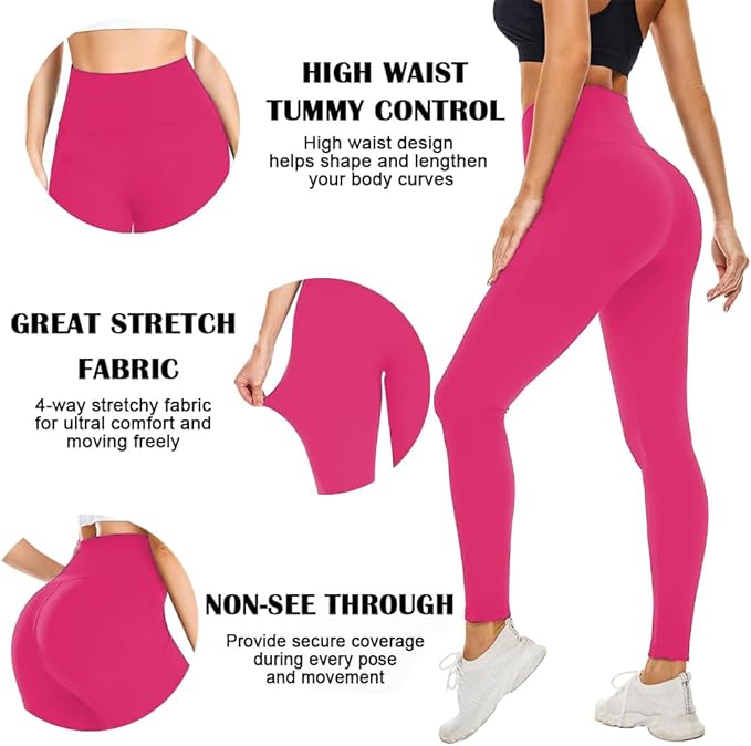 FULLSOFT Buttery Soft Leggings for Women - High Waisted Tummy Control No See Through Workout Yoga Cycling Tights Pants