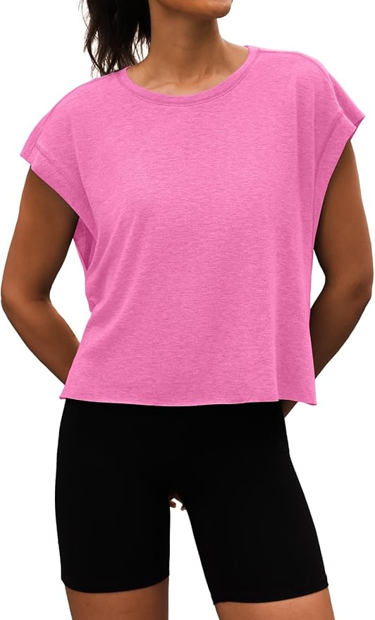 Women Open Back Workout Shirts Short Sleeve Tops Casual Yoga Y2k Athletic Gym Running Crop Tees