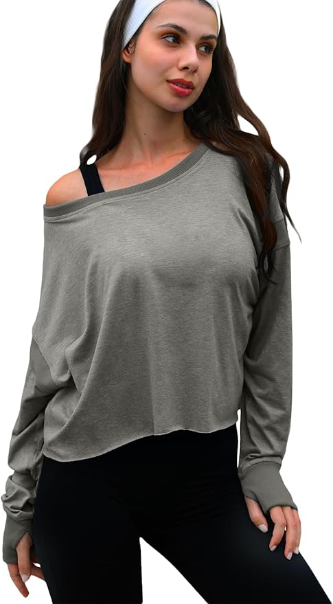 UNIANKIYA Open Back Workout Tops for Women Long Sleeve Cropped Athletic Clothes Gym Running Yoga Low Impact Sports T Shirts