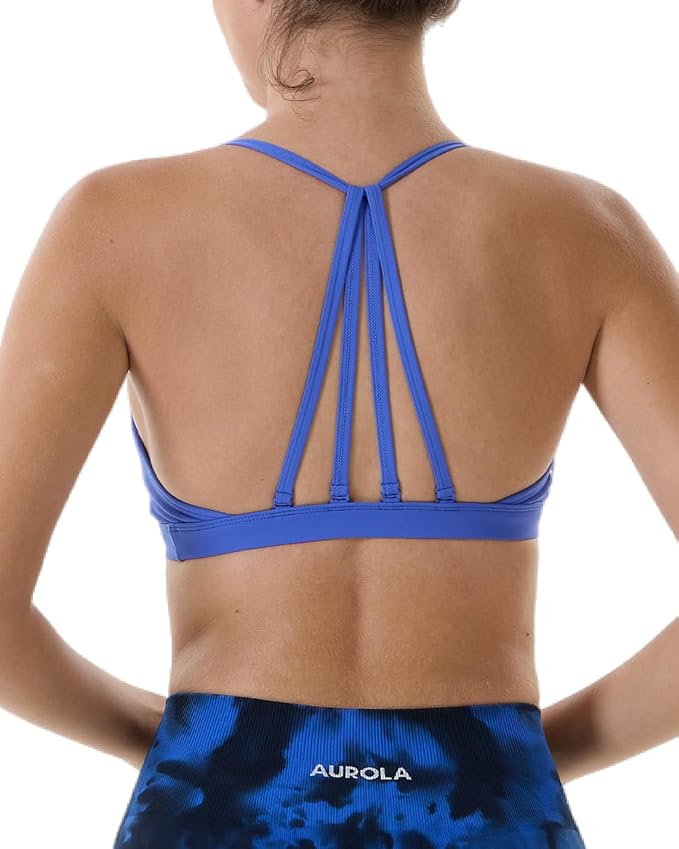 AUROLA Mercury Workout Sports Bras Women Athletic Removable Padded Backless Strapy Minimal Crop Top