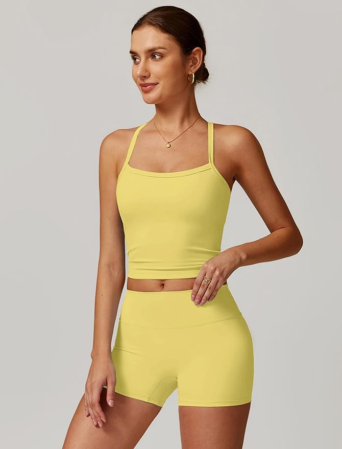 QBGJTD Two Piece Workout Sets For Women Tank Top Matching High Waist Booty Lifting Shorts Gym Yoga Active Wear Outfits
