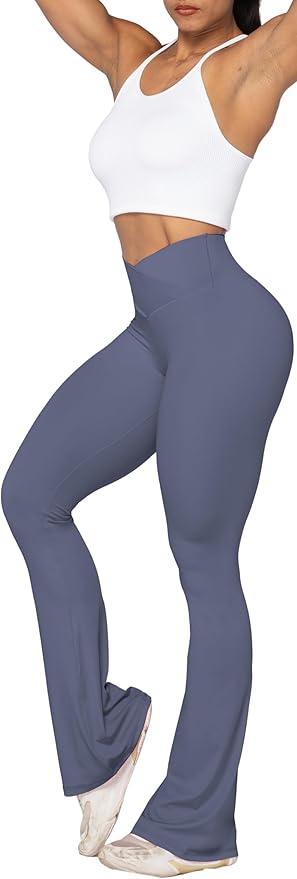 Sunzel Flare Leggings, Crossover Yoga Pants with Tummy Control, High-Waisted and Wide Leg