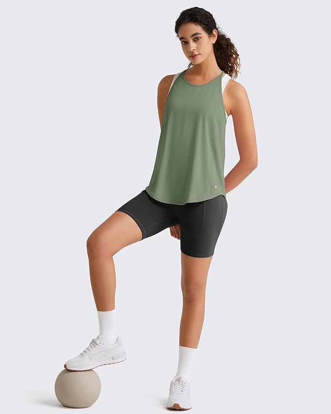 G4Free Workout Athletic Tank Tops for Women Racerback Lightweight Gym Pilates Y-Back Loose Fit Running Tanks Top