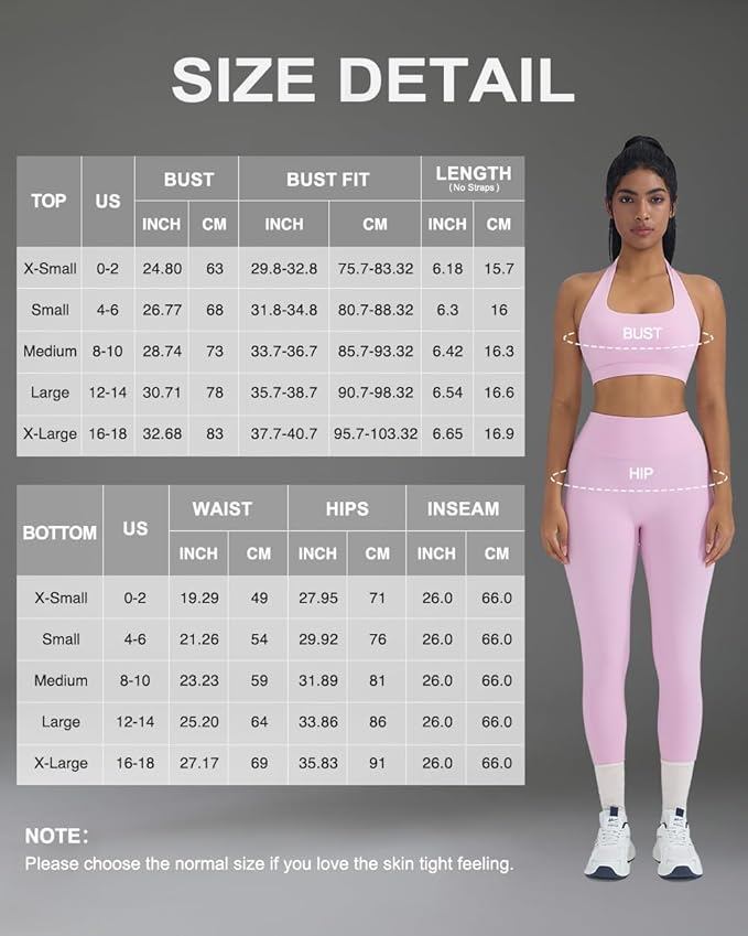 OMKAGI 2 Piece Workout Sets for Women Halter Sports Bras Gym Sets Booty Leggings Outfits
