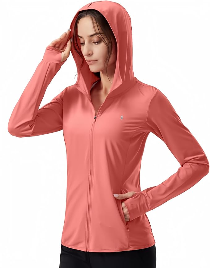 Soothfeel Women's UPF 50+ Sun Protection Hoodie Jacket Lightweight Long Sleeve Sun Shirt for Women with Pocket Hiking Outdoor