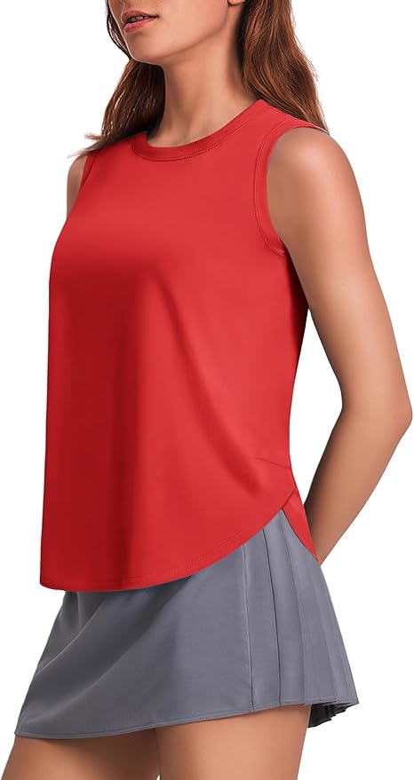 PINSPARK Workout Tank Tops Woman UPF 50+ Yoga Tanks Quick Dry Sleeveless Gym Shirts with Side Slits Loose Fit Athletic Top