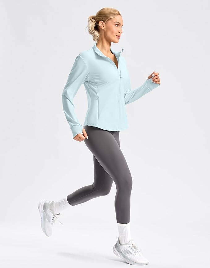 Soothfeel Women's UPF 50+ Lightweight Athletic Jackets Sun Protection Zip Up Long Sleeve Shirts Hiking Workout Outdoor Pocket