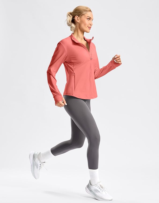 Soothfeel Women's UPF 50+ Lightweight Athletic Jackets Sun Protection Zip Up Long Sleeve Shirts Hiking Workout Outdoor Pocket