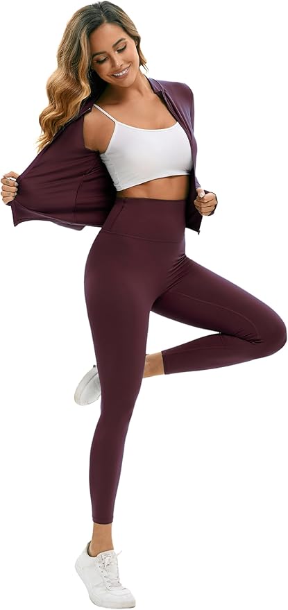 Yknktstc Womens Two Piece Tracksuit Set Long Sleeve Zipper Jacket with Athletic High Waist Leggings Workout Outfit