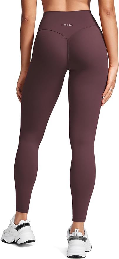 INGIA Womens High Waist No Front Seam Scrunch Butt Leggings Workouts 25 Inches V-Back Scrunch Booty Gym Yoga Pants