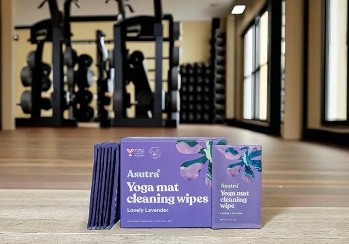 ASUTRA Yoga Mat Cleaning Wipes (Lovely Lavender), Individually Wrapped Wipes, 2 Boxes (30 Each) - No Slippery Residue, Deep-Cleansing for Fitness Gear & Gym Equipment