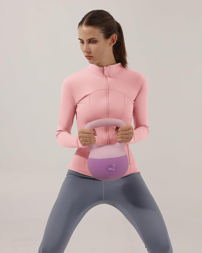 Gacaky Women's Slim Fit Workout Running Track Jackets Full Zip-up Yoga Athletic Jacket with Thumb Holes