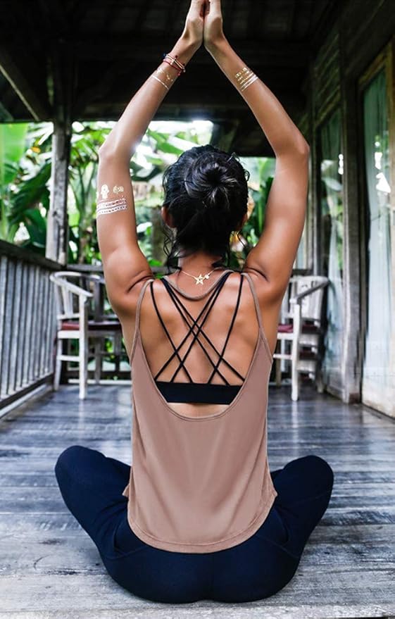 OYANUS Womens Summer Workout Tops Sexy Backless Yoga Shirts Open Back Activewear Running Sports Gym Tank Tops