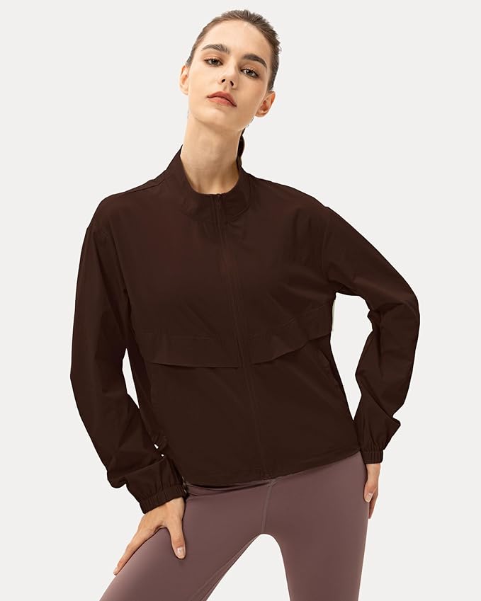 Locachy Women's Lightweight Zip Up Athletic Jacket Stand Collar Windproof Sun Protection Workout Outdoor Jacket