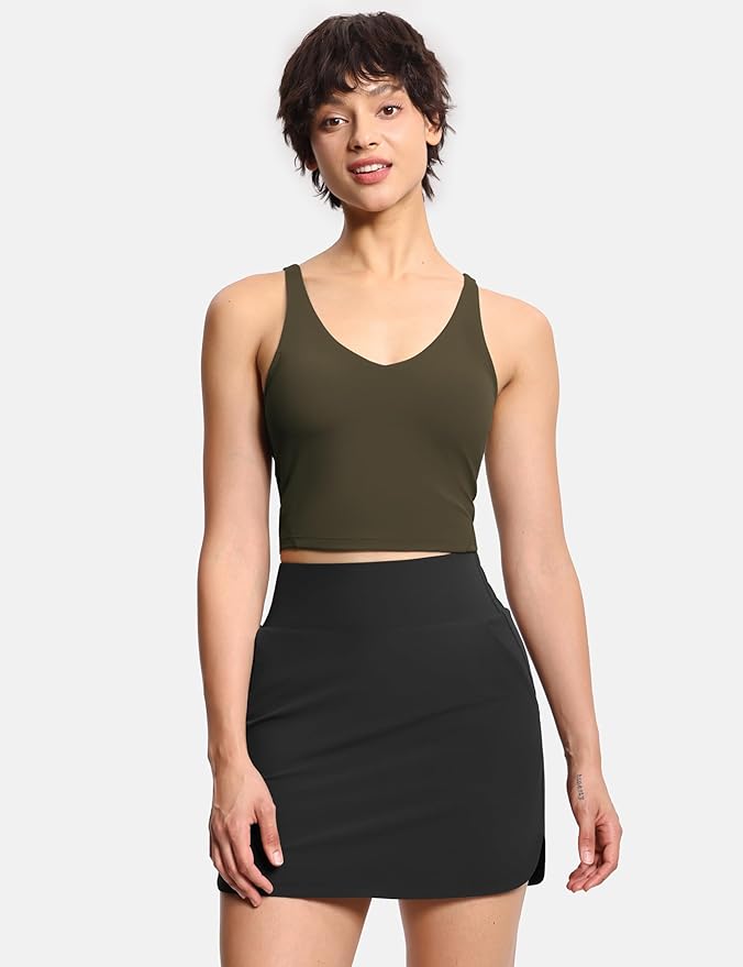THE GYM PEOPLE Womens' Sports Bra Longline Wirefree Padded with Medium Support