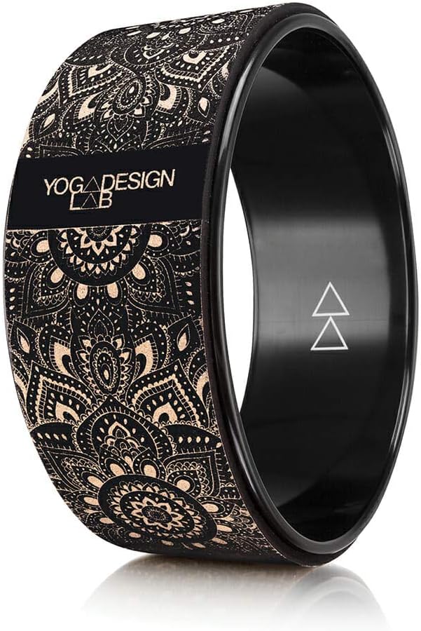 YOGA DESIGN LAB | THE YOGA WHEEL | Eco Printed, Extra Strength, Padded, Dharma Exercise Wheel | Designed in Bali | Enhance Your Postures and Stretch Deeper (Mandala Black,)