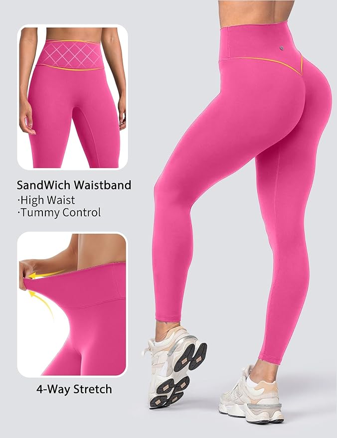 Sogetdo Yoga Leggings for Women Hidden Scrunch Butt Non See Through High Waisted No Front Seam Athletic Gym Workout Pants
