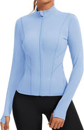 Rapbin Women's Slim Fit Workout Jackets Full Zip Long Sleeve Running Athletic Tops Yoga Shirts with Thumb Holes