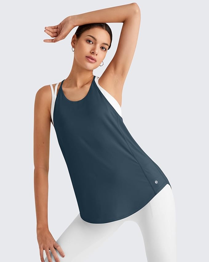 G4Free Workout Athletic Tank Tops for Women Racerback Lightweight Gym Pilates Y-Back Loose Fit Running Tanks Top