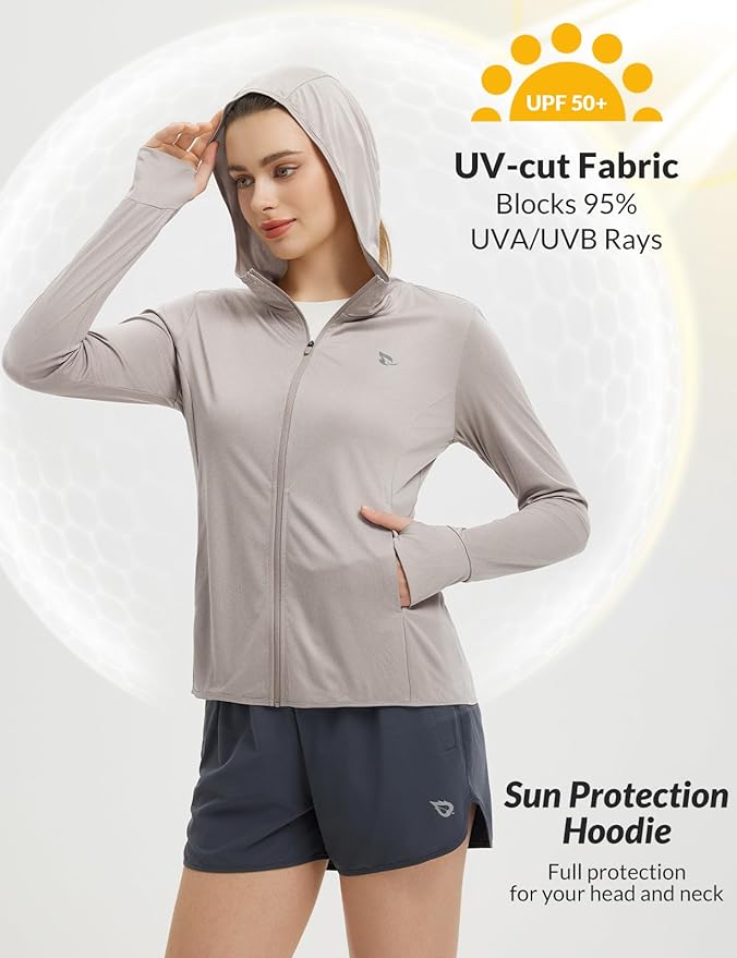 baleaf Women's Sun Protection Jacket Hoodie Clothing Lightweight Long Sleeve Sun Cover Up Shirt