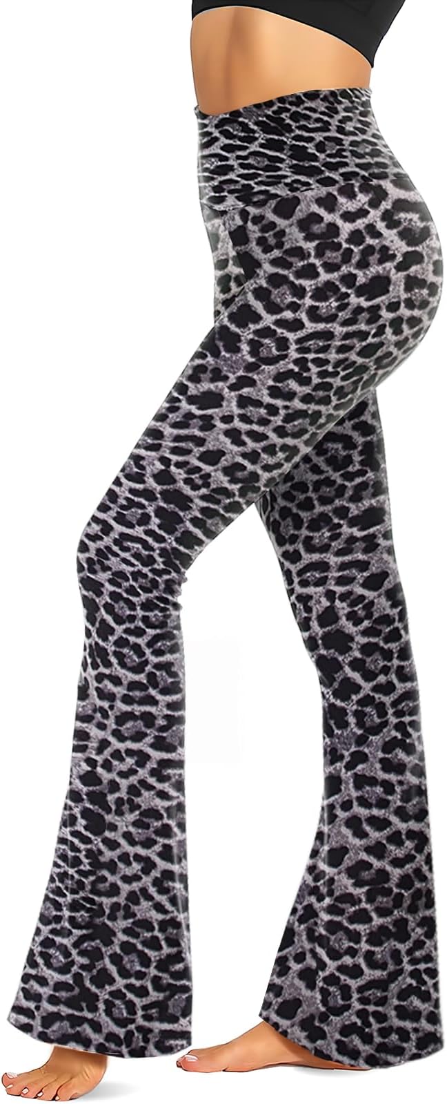 TNNZEET Black Flare Leggings for Women, Crossover Yoga Pants with Pockets Bootcut Flared Leggings