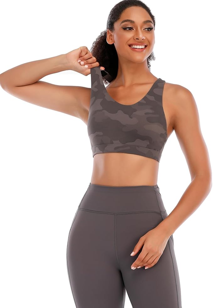 RUNNING GIRL Sports Bras for Women,Padded Strappy Sports Bras Criss-Cross Back Medium Support Sports Bras with Removable Cups