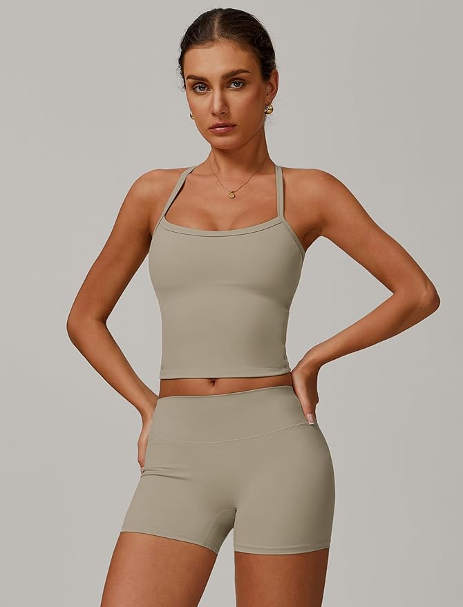 QBGJTD Two Piece Workout Sets For Women Tank Top Matching High Waist Booty Lifting Shorts Gym Yoga Active Wear Outfits