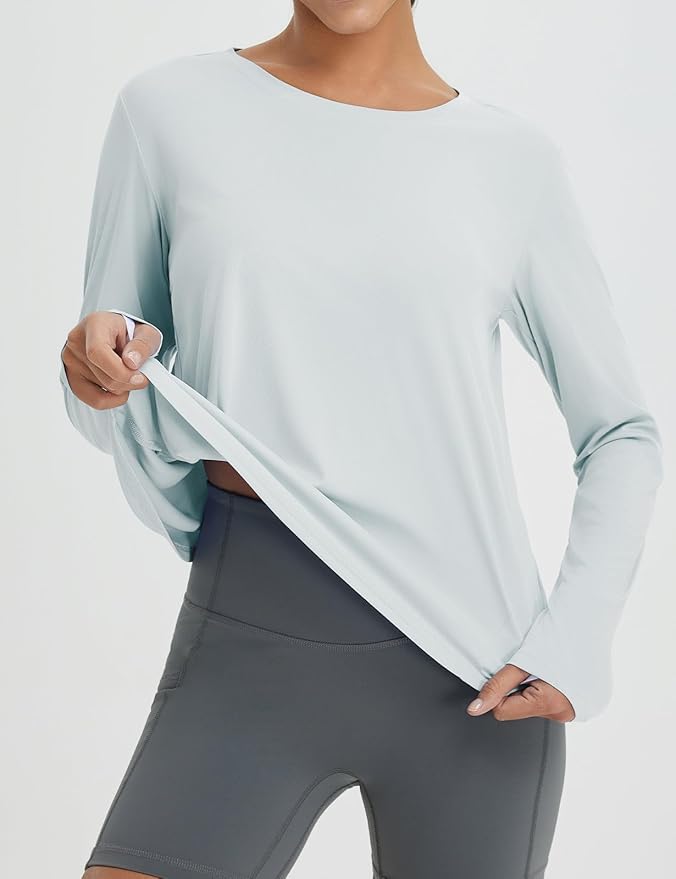 baleaf Women's Running Sun Shirts Long Sleeve UPF 50+ Workout Tops UV Athletic Split Back Quick Dry Lightweight