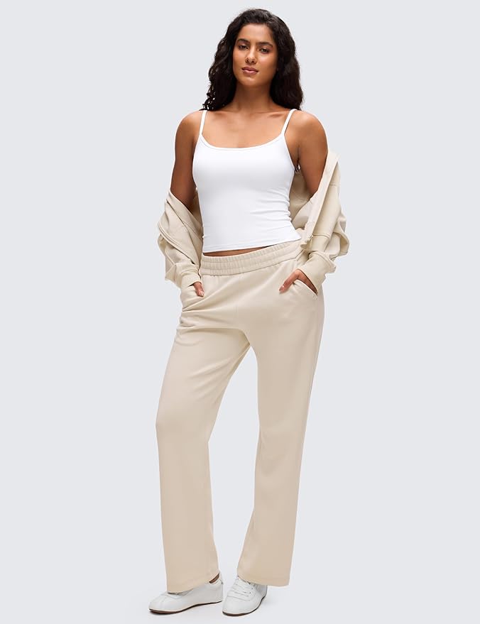 CRZ YOGA Butterluxe Double Lined Cami Tank Tops for Women - Yoga Casual Going Out Soft Scoop Neck Summer Sleeveless Shirt