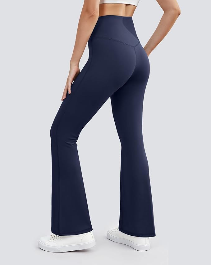 Yoga Pants for Women High Waisted Flare Leggings Bell Bottom Leggings Front Seamless Flared Workout Pants Tummy Control