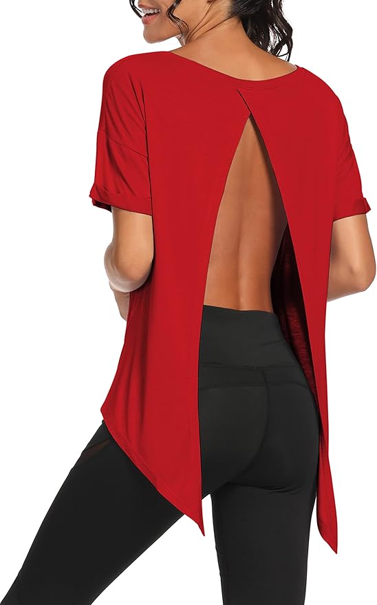 Bestisun Workout Tank Tops Open Back Yoga Exercise Shirts Tie Back Athletic Clothes for Women