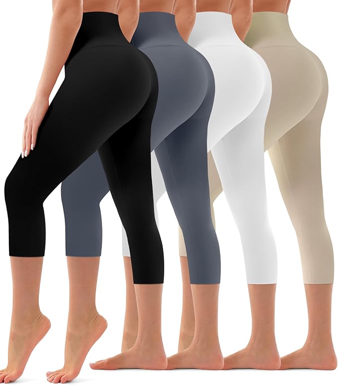 4 Pack Leggings for Women Butt Lift High Waisted Tummy Control No See-Through Yoga Pants Workout Running Leggings