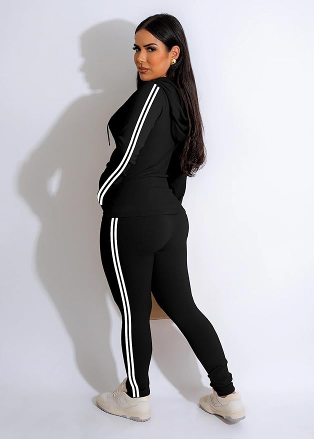 YeGine Women 2 Piece Outfits Long Sleeve Tracksuit Bodycon Matching Sets Hoodie Jacket Jogging Suit