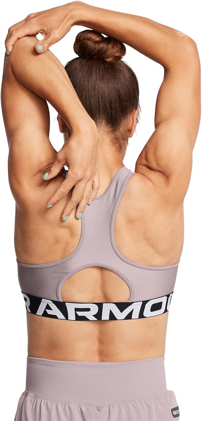 Under Armour Womens HeatGear Authentics Mid Impact Branded Sports Bra