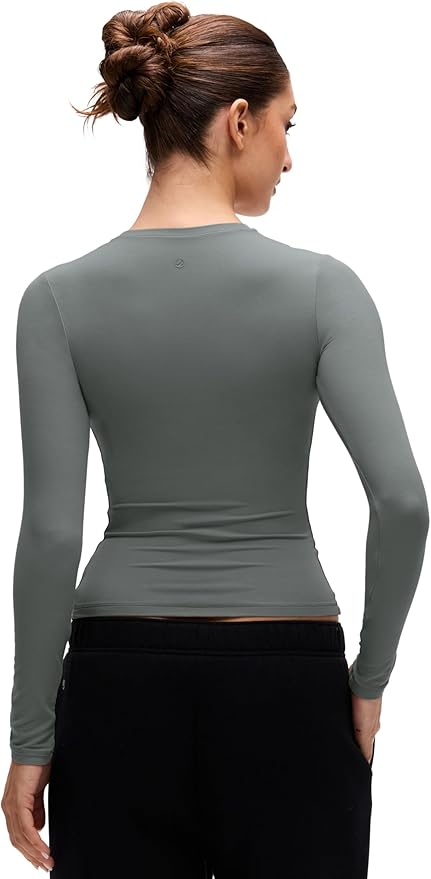 CRZ YOGA Softembrace Crewneck Long Sleeve Shirts for Women - Casual Going Out Tops Soft Basic Fitted Tight Fall T-Shirts