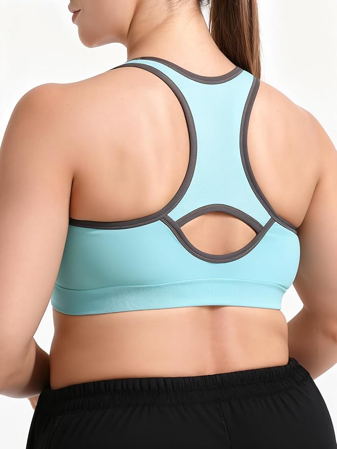 FITTIN Racerback Sports Bras for Women - Padded Comfortable Seamless Support for Yoga Workout Gym - for Plus Size Large Bust