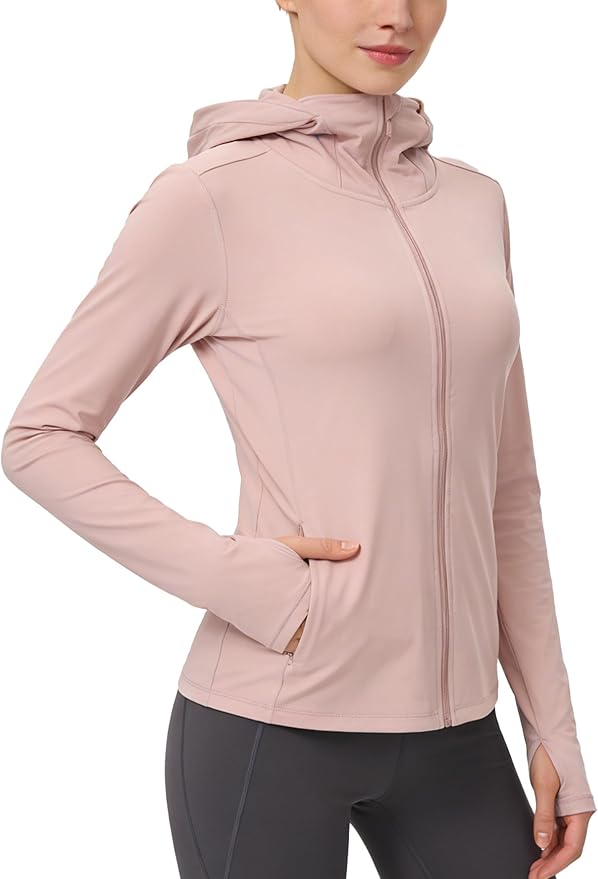Women's UPF 50+ Sun Protection Hoodie Jacket with Pockets Lightweight Zip Up Sun Cover Up Shirt Athletic Jacket